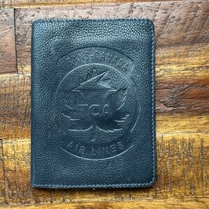 Roots Navy Leather Passport Holder